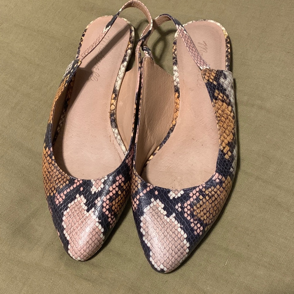 Madewell Multicolor Snake Print Slingback Flats